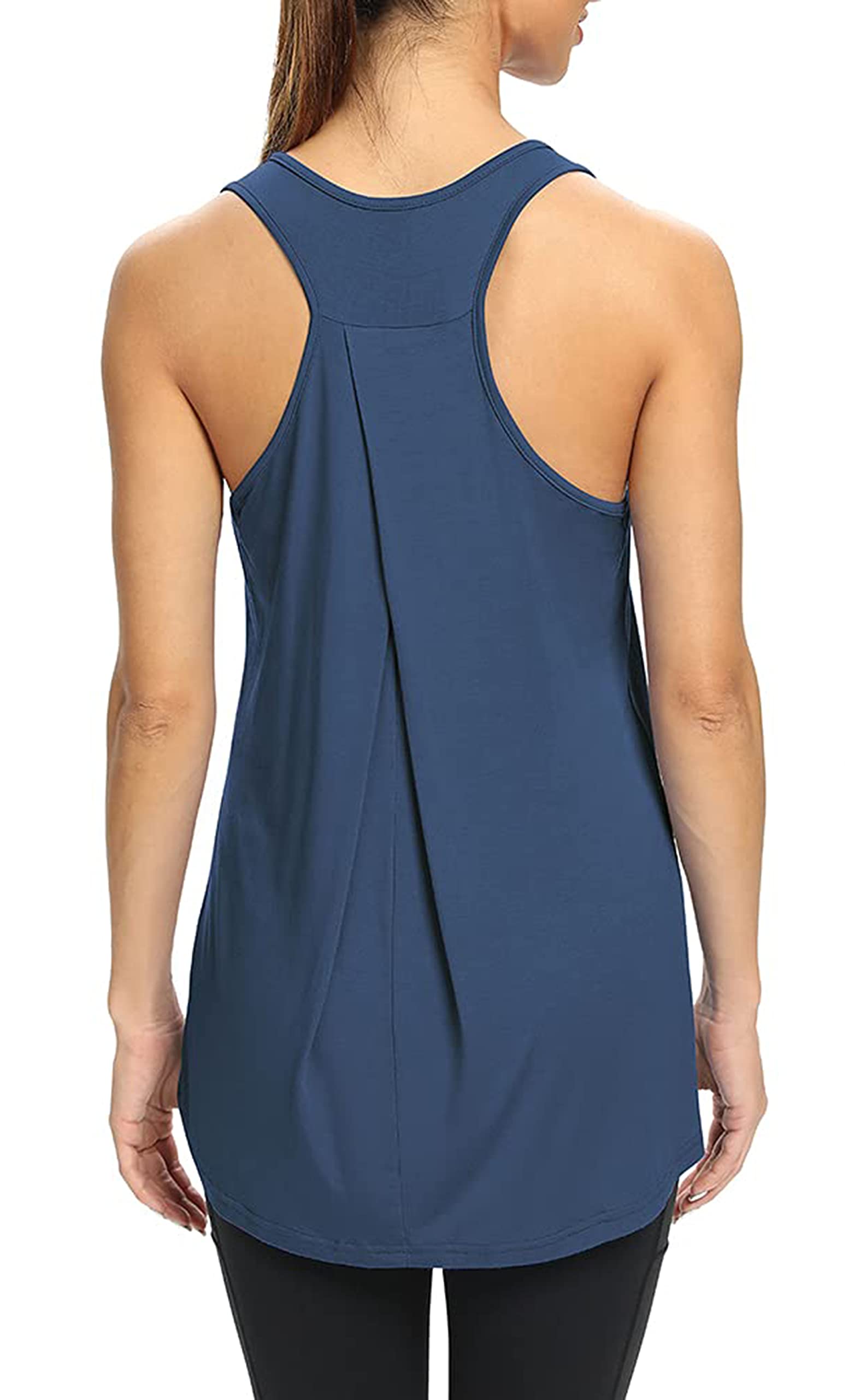 Bestisun Women's Workout Yoga Tops - Long Loose Fit Racerback Tank Tops for Yoga, Gym & Running - Breathable Athletic Shirts for Women