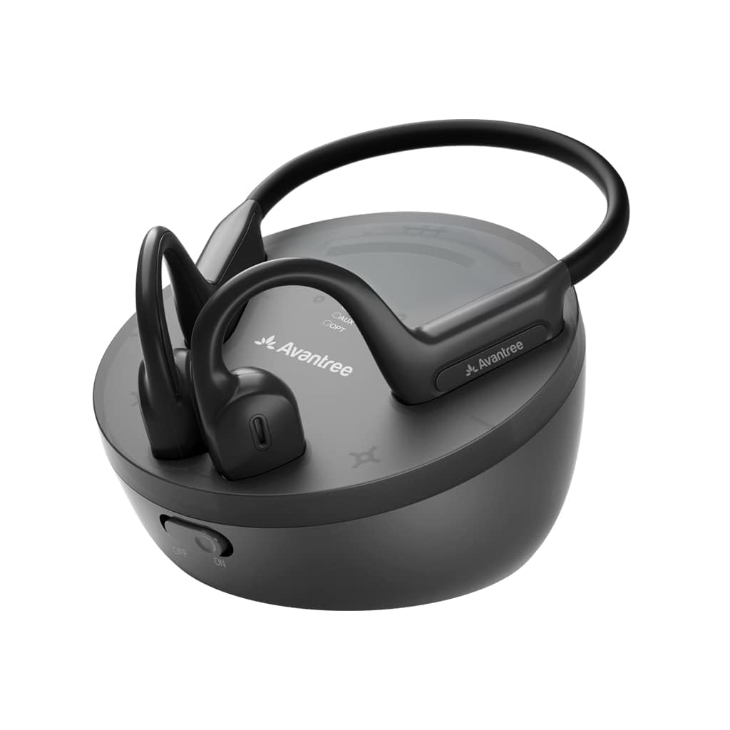 Avantree Medley Air Open-Ear Wireless Bluetooth Earbuds with Charging Dock - TV Listening Headphones with Bluetooth Transmitter, Soundbar Passthrough, Clear Dialogue & Ambient Awareness | Perfect for Home Theater, Workouts & Outdoor Activities