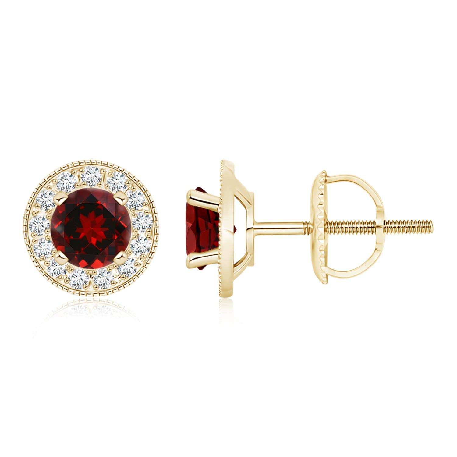 ANGARA Natural Garnet Halo Earrings for Women & Girls in 14K Solid Gold/Platinum | January Birthstone Jewelry Gift for Her | Birthday, Wedding, Anniversary | Perfect for Everyday Wear, Date Night & Special Occasions