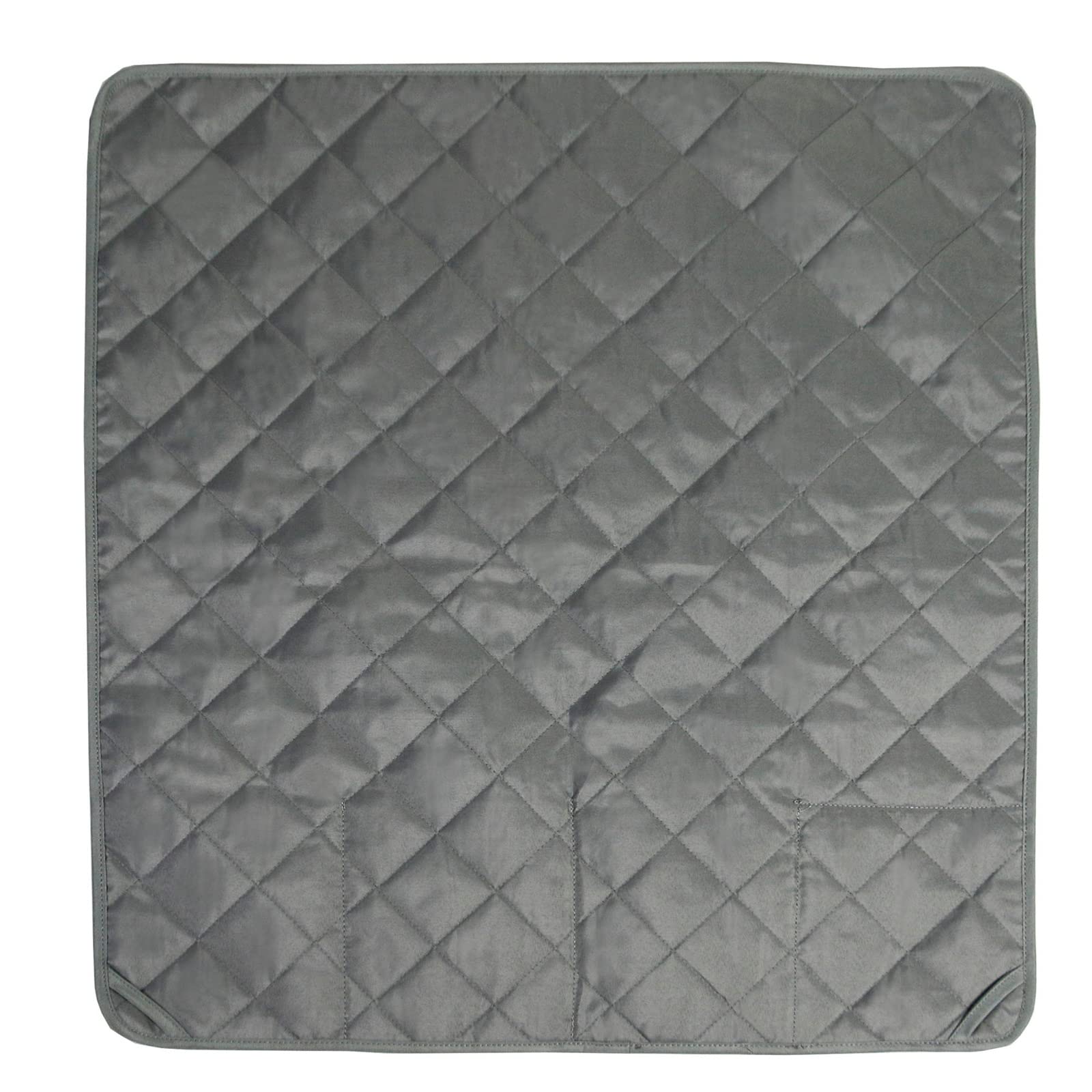 Non-Slip Sewing Machine Pad with 4 Storage Pockets & Dust Cover - Grey Patterned Work Table Protector for Quilting, Crafting & Sewing Projects | Machine Accessories Organizer for Home & Studio Use