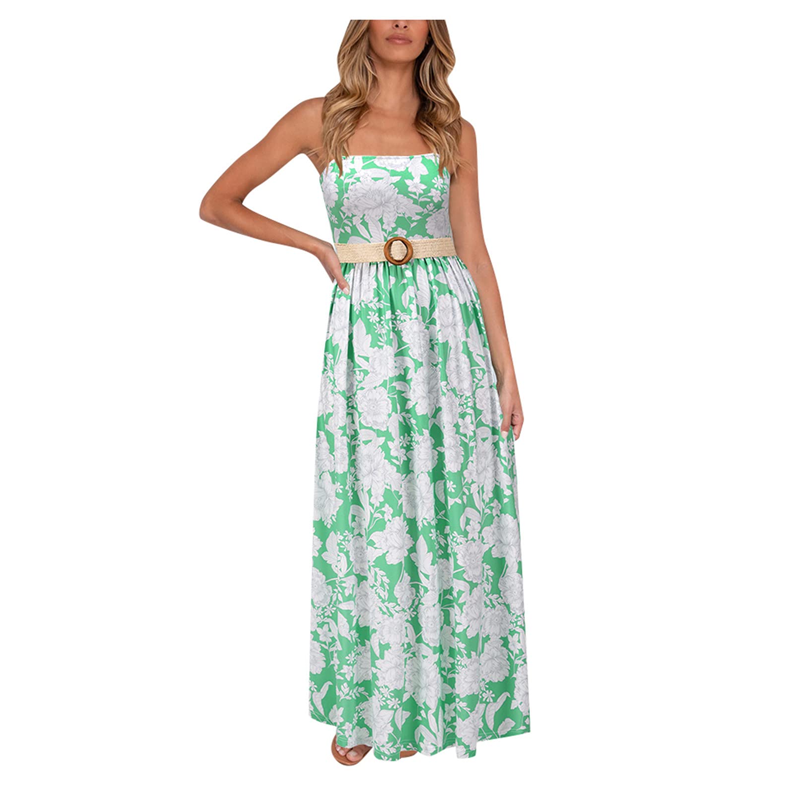 ETHKIA Women's Floral Print Sleeveless Summer Dress - Casual Long Sling Dress for Women, Beach Cover Up, Vacation Outfit, Party Wear & Everyday Fashion