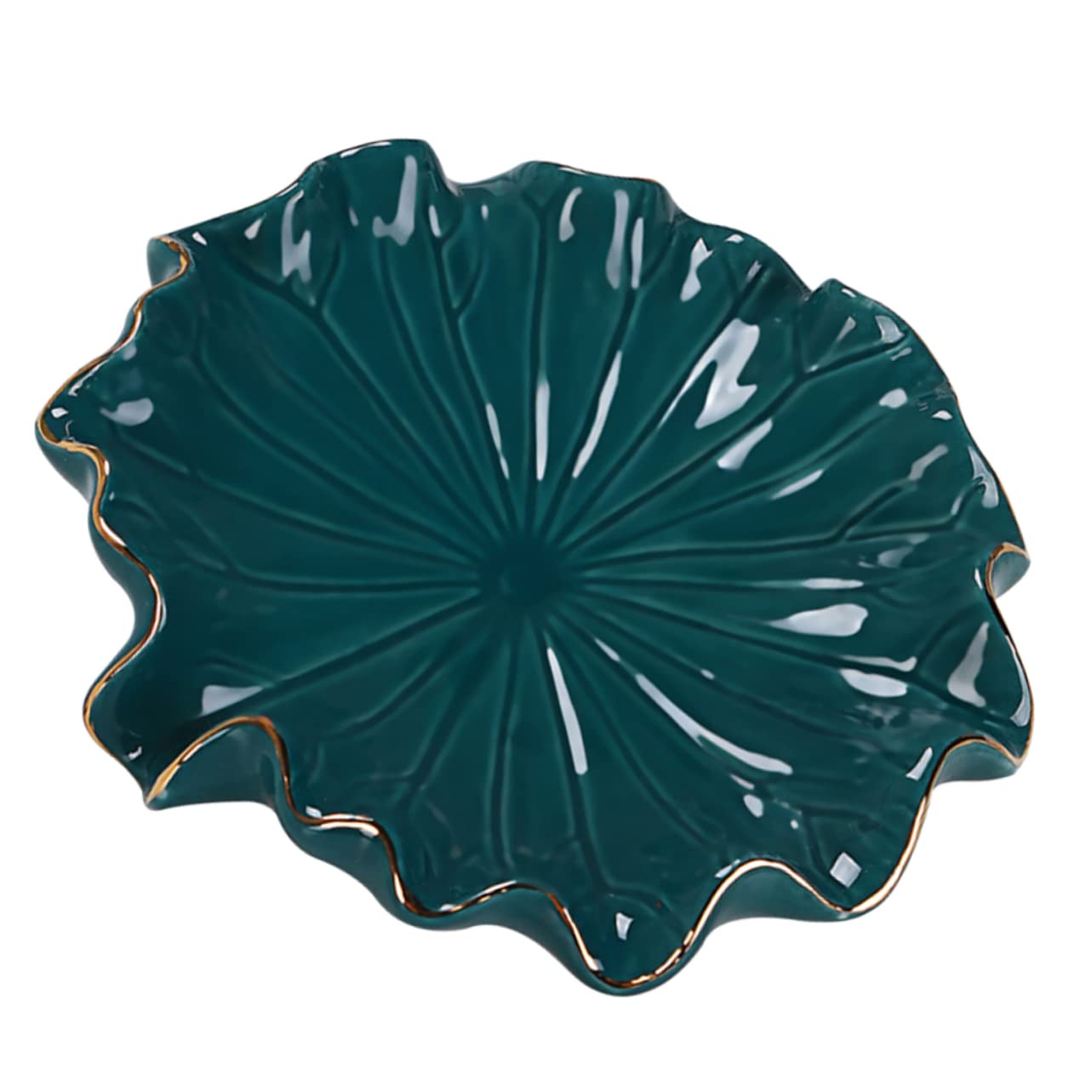 Angoily Ceramic Lotus Leaf Soap Dish - Self Draining Bathroom Soap Holder, Shower Soap Tray & Jewelry Ring Dish - Perfect for Bathroom, Shower, Vanity & Spa Decor