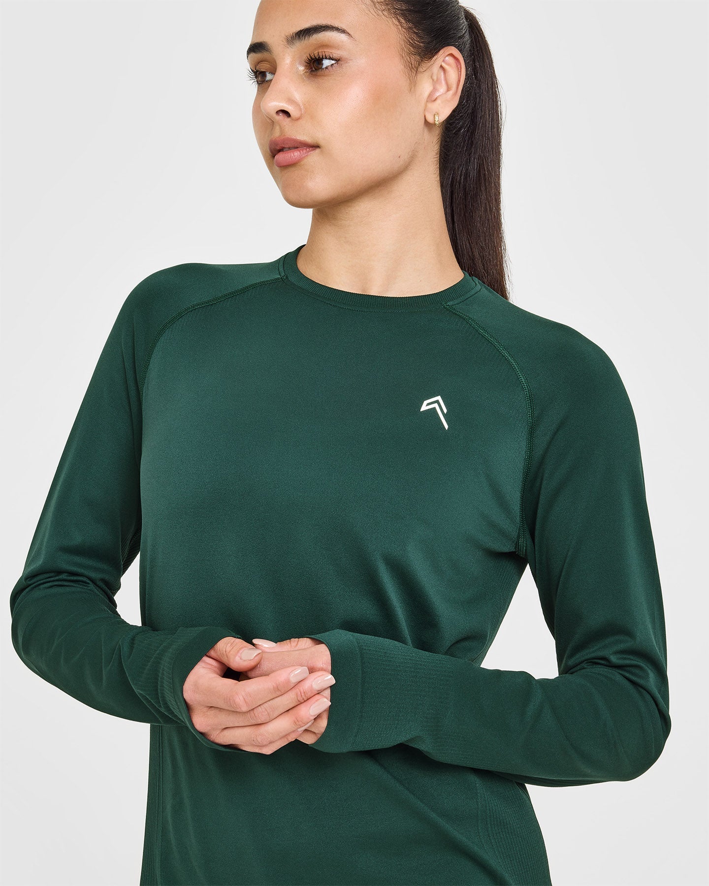 Seamless Loose Long Sleeve Top for Women - Comfortable Stretch Casual Shirt in Racing Green | Perfect for Yoga, Workout & Everyday Wear