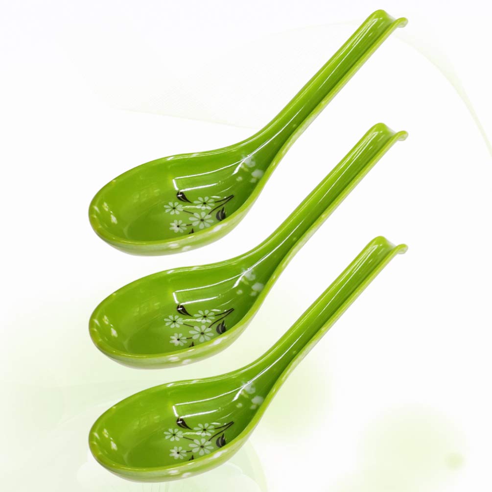 3-Piece Drop-Resistant Heat-Resistant Hook Spoon Set - Durable Soup Spoons, Imitation Ceramic Tableware for Kitchen & Dining - Perfect for Hot Soups, Stews, and Serving Dishes