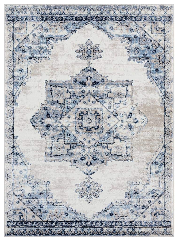 Luxe Weavers Ivory Oriental 5x7 Area Rug - Soft Handmade Boho Chic Carpet for Living Room, Bedroom & Office Decor