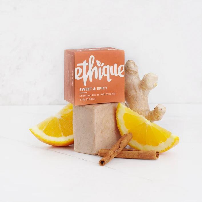 Ethique Solid Shampoo Bar Sweet & Spicy - Vegan & Plastic-Free Hair Care for Volume & Shine | Perfect for Travel, Gym & Eco-Friendly Bathrooms