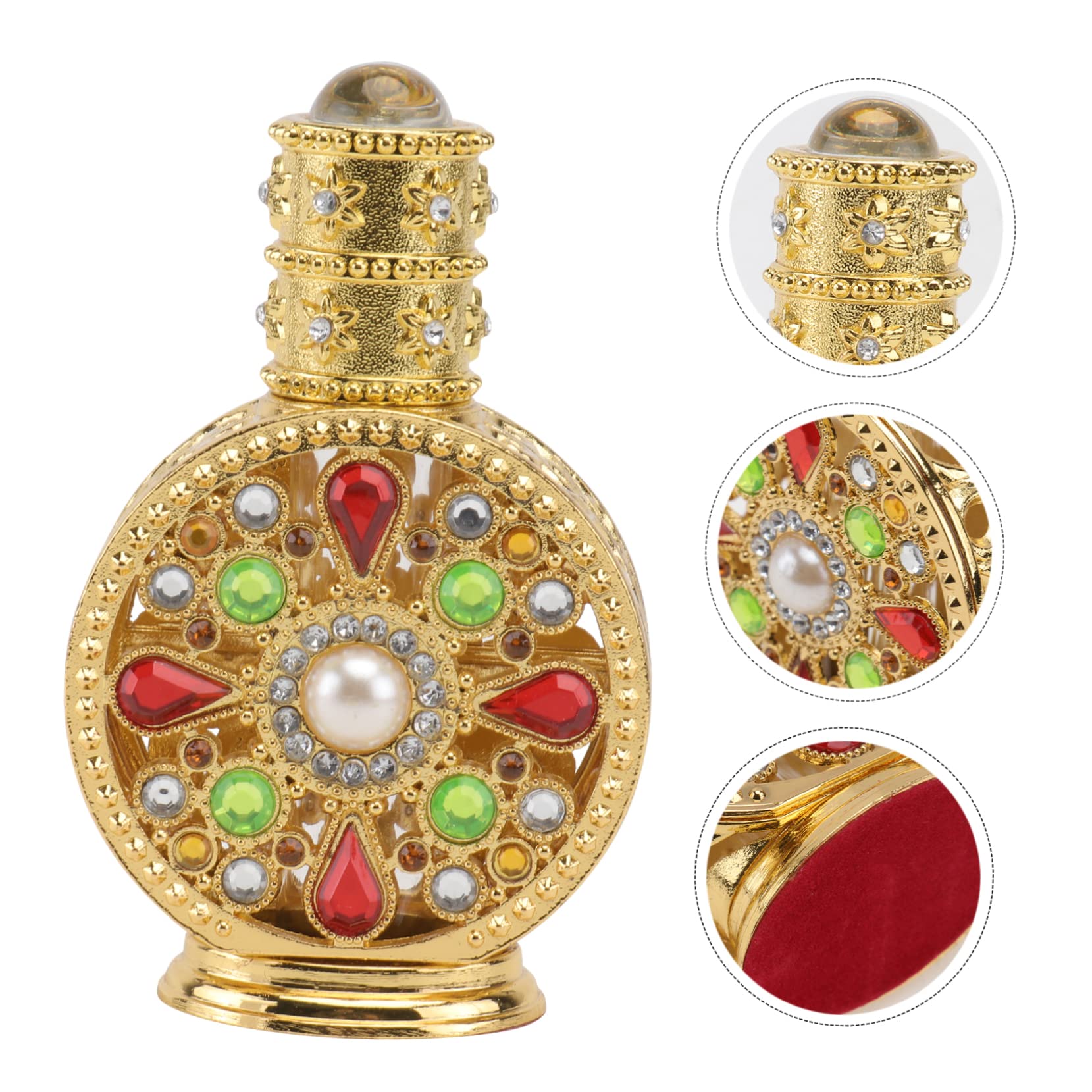 FRCOLOR 12ml Empty Perfume Oil Bottles with Diamond Inlay - Travel Size Refillable Perfume Containers for Business Travel, Gym, Purse & Gift Giving