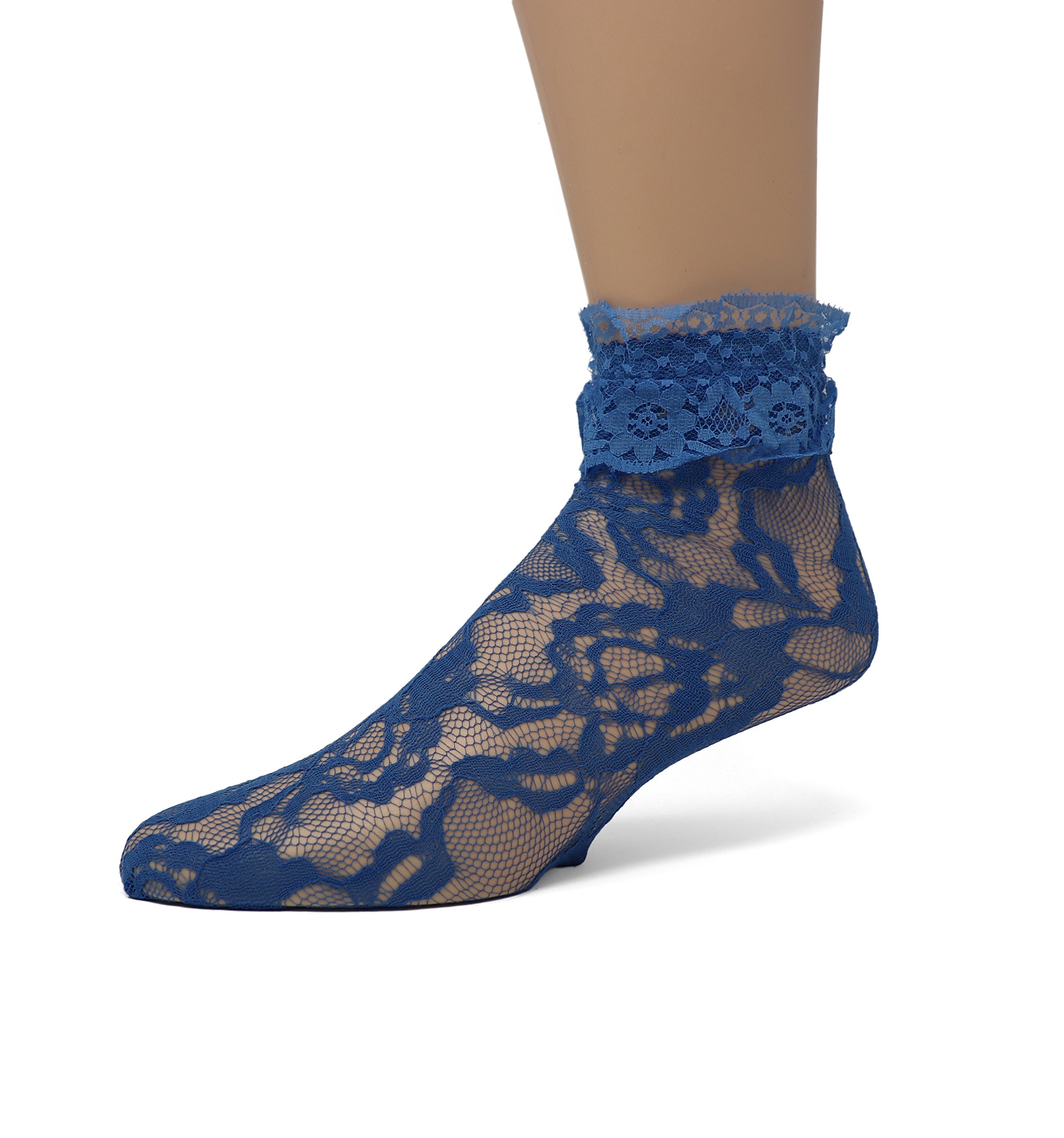 EMEM Women's Lace Ankle Socks with Ruffle Trim - Fashionable & Comfortable Socks for Casual Wear, Date Night & Special Occasions