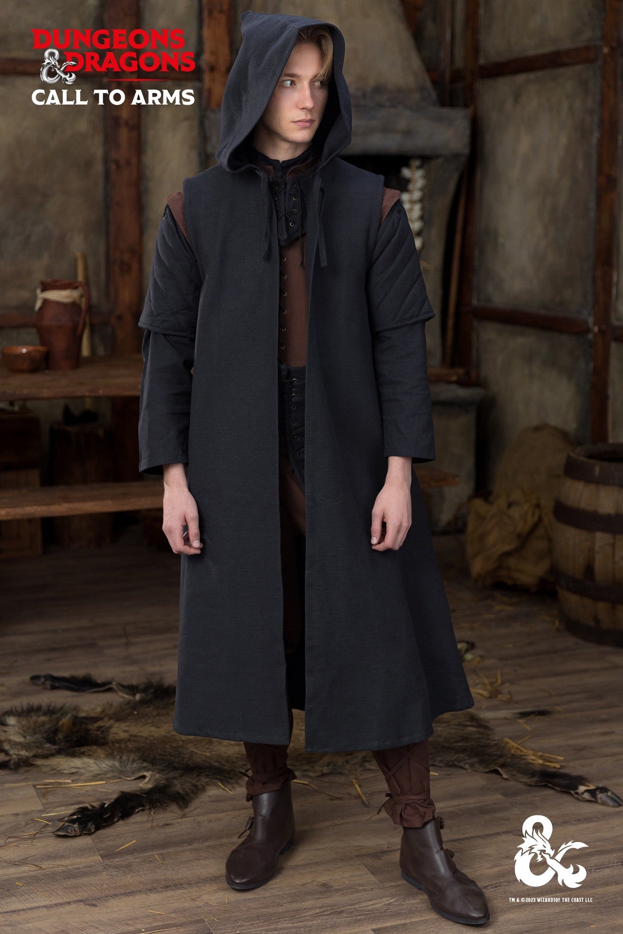 Dungeons & Dragons Ranger Coat - Black Fantasy Cosplay Costume for LARP, Halloween & D&D Game Nights