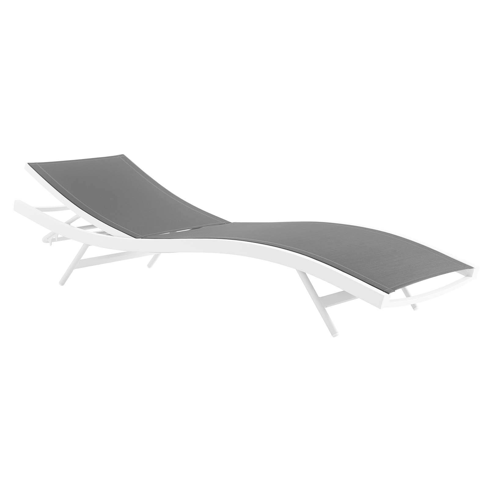 Modern Outdoor Patio Lounge Chair - Lightweight Aluminum Chaise with White & Gray Finish - Perfect for Balcony, Garden, Poolside & Backyard Relaxation