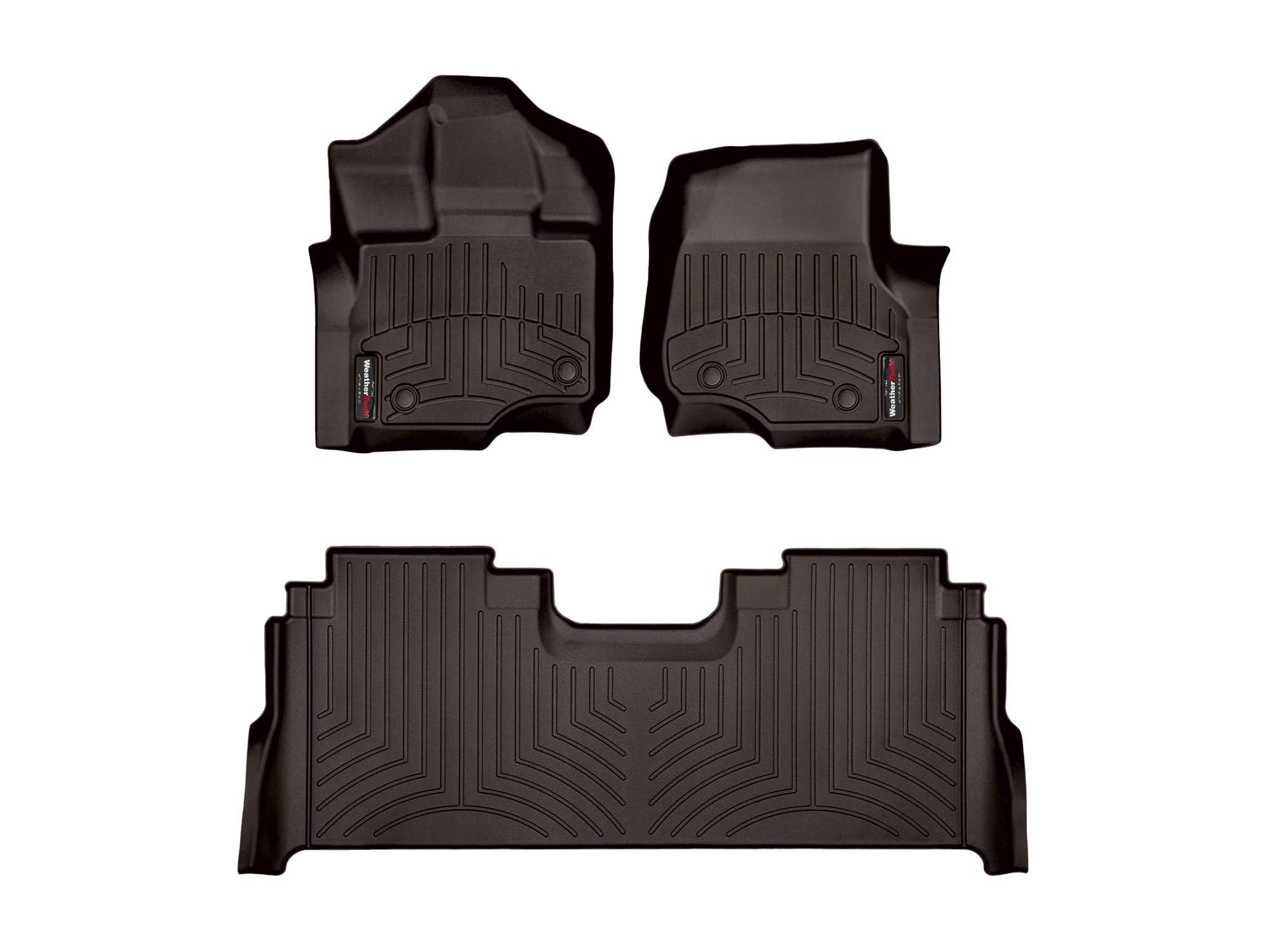 WeatherTech Custom Fit Floor Liners for Ford F-150 SuperCrew, F-150 Lightning & Raptor (2015-2023) - 1st & 2nd Row All-Weather Protection (Cocoa) | Perfect for Off-Roading, Daily Commute & Truck Maintenance