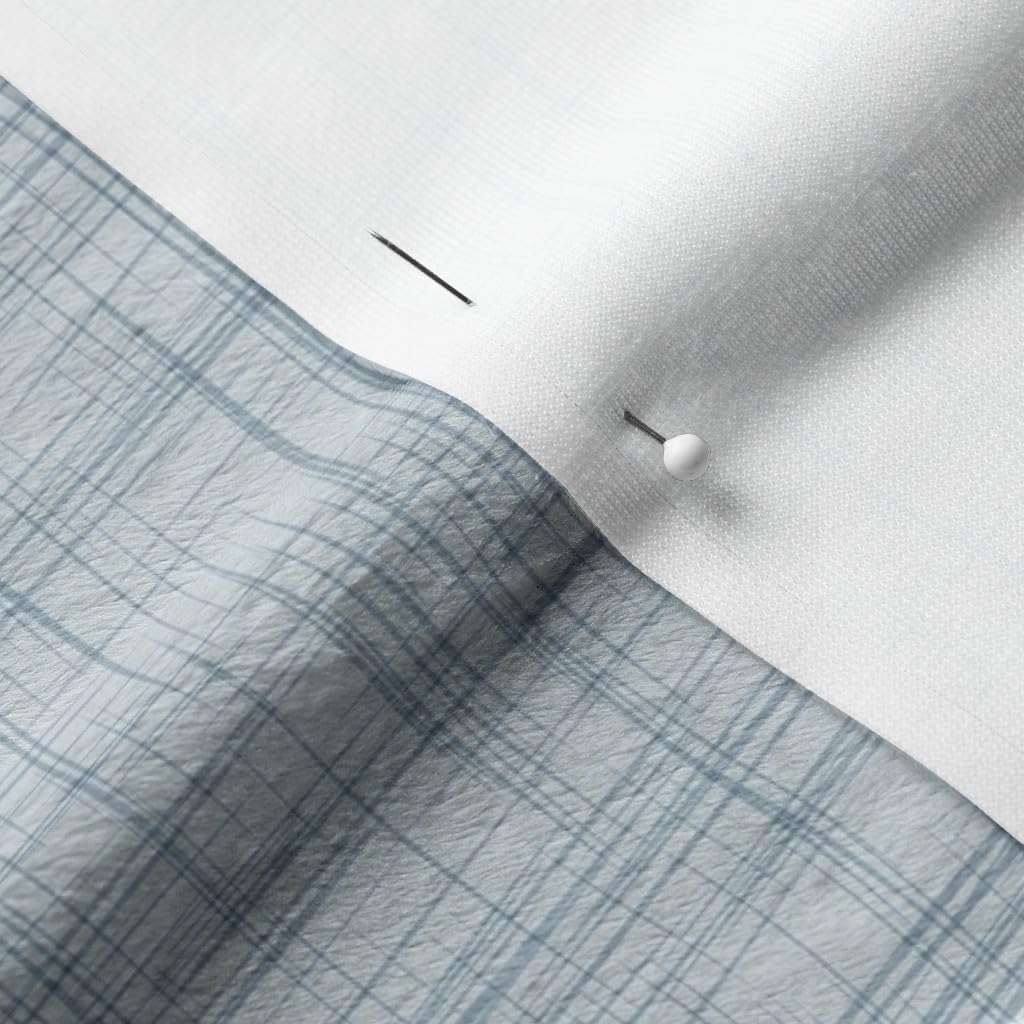 Blue Small Scale Grid Lines Woven Coordinate Collection Texture Lined Printed on Minky Fabric by The Yard - Soft & Durable Spoonflower Fabric for Sewing Baby Blankets, Quilt Backing, Plush Toys & DIY Crafts