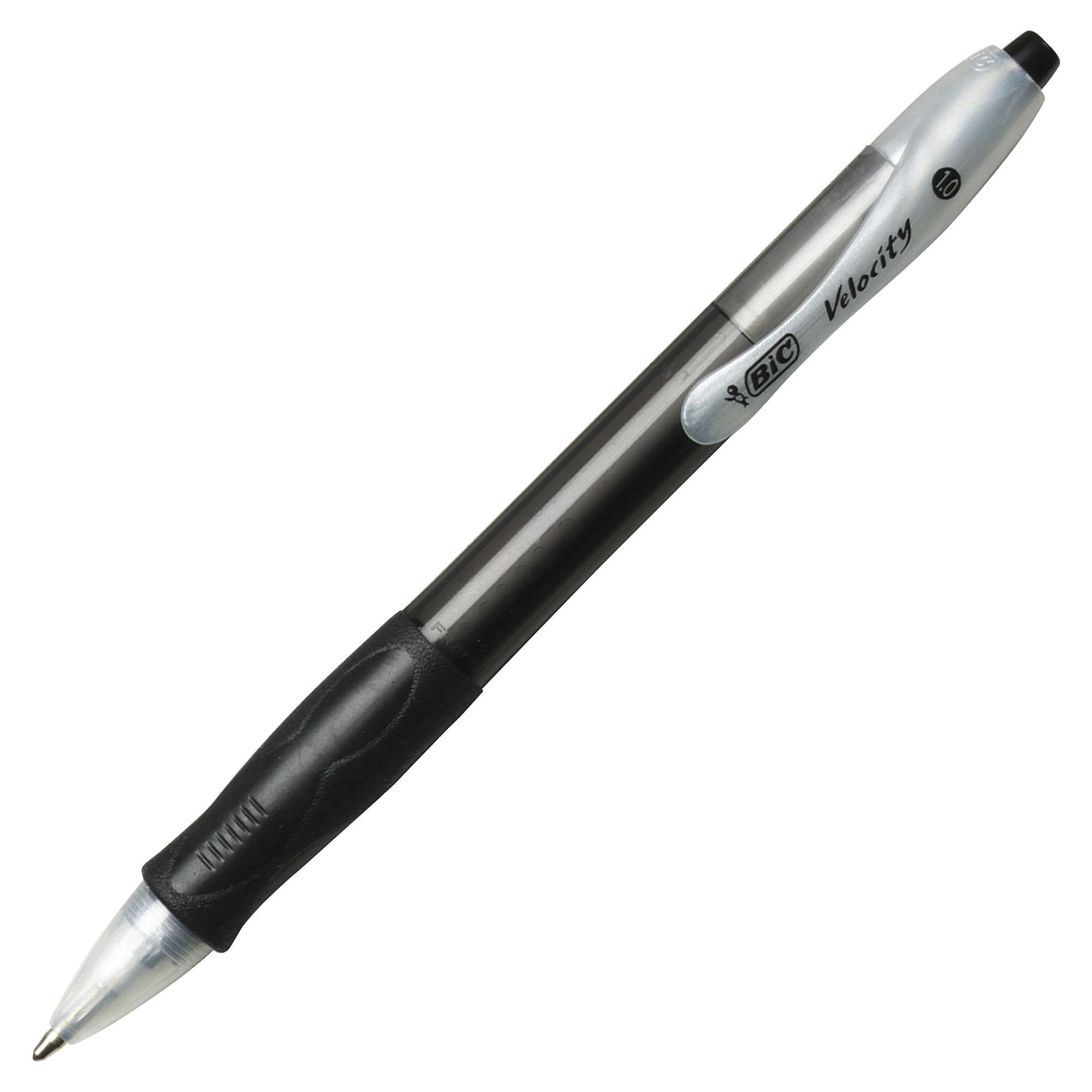 BIC Velocity Retractable Ballpoint Pens - Medium Point 1.0mm, Black Ink, 12-Pack with Comfortable Grip - Ideal for Office, School, Note Taking & Everyday Writing
