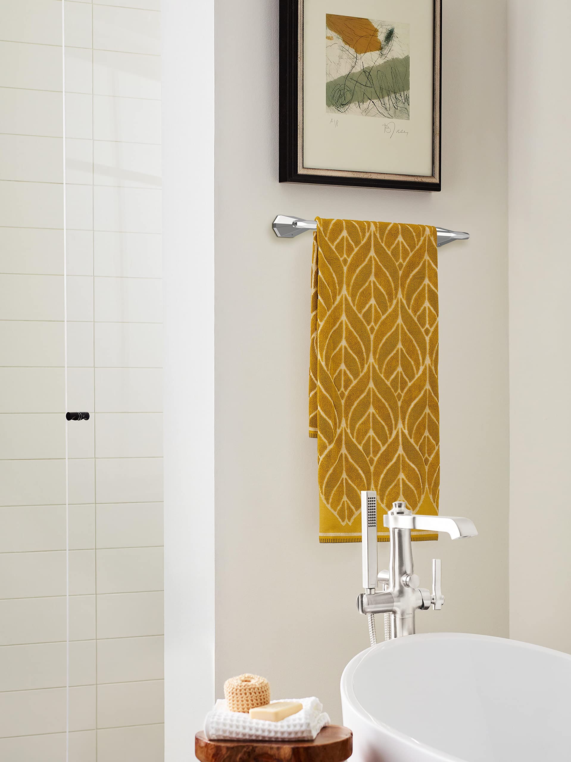 Amerock BH3604326 Chrome 18-Inch Towel Bar - Bathroom Towel Rack Holder with St. Vincent Design | Durable Bath Hardware & Accessories for Shower, Spa, and Guest Bathroom Decor