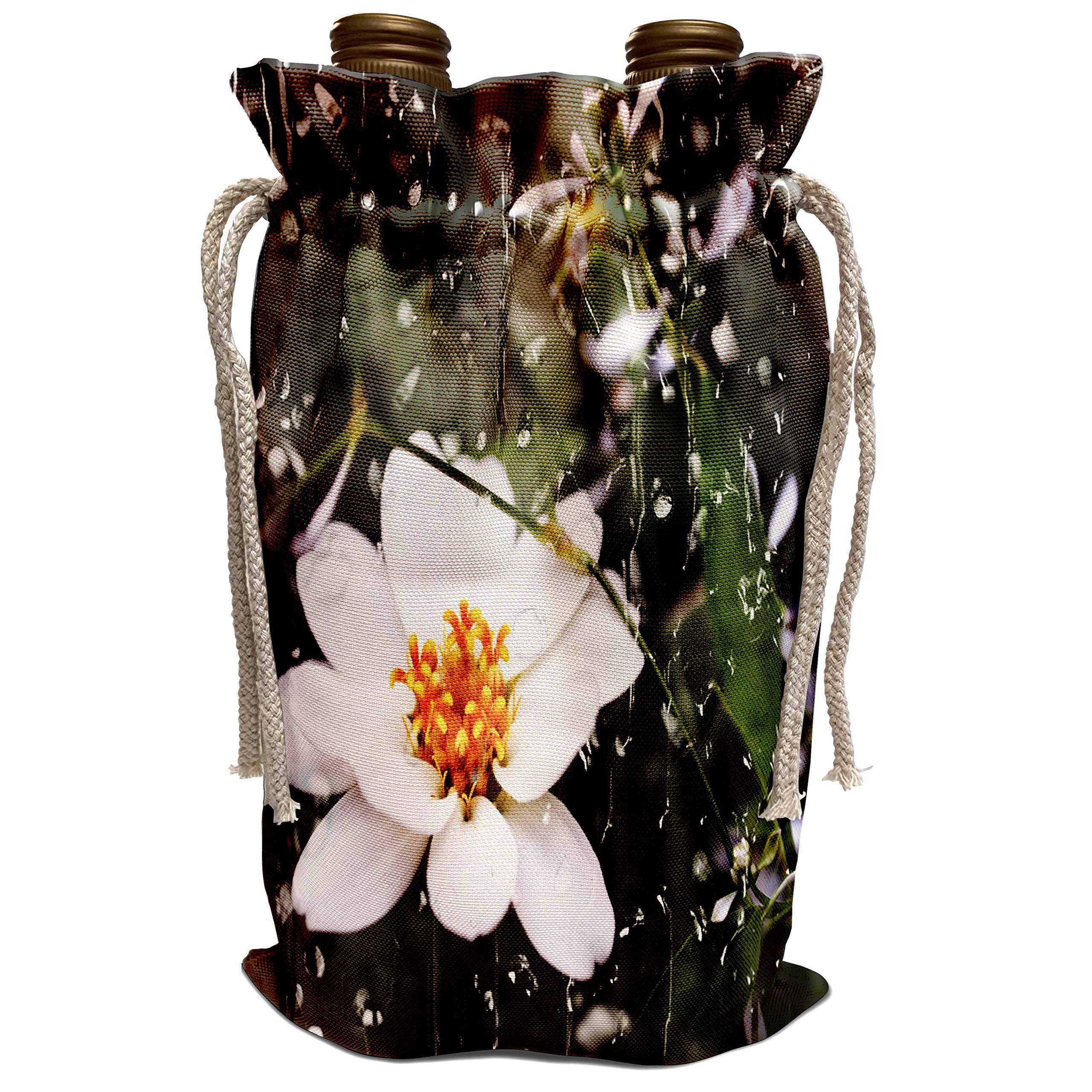3D Printed White Flower Wine Bag - Unique Floral Photography Design for Gifts & Parties | Elegant Reusable Wine Carrier for Weddings, Picnics, and Special Occasions