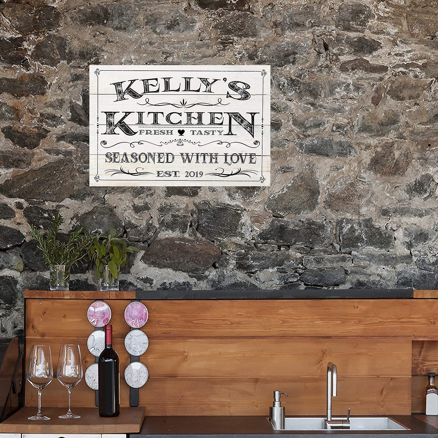 Custom Kitchen Wall Decor - Retro Family Sign for Home & Restaurant