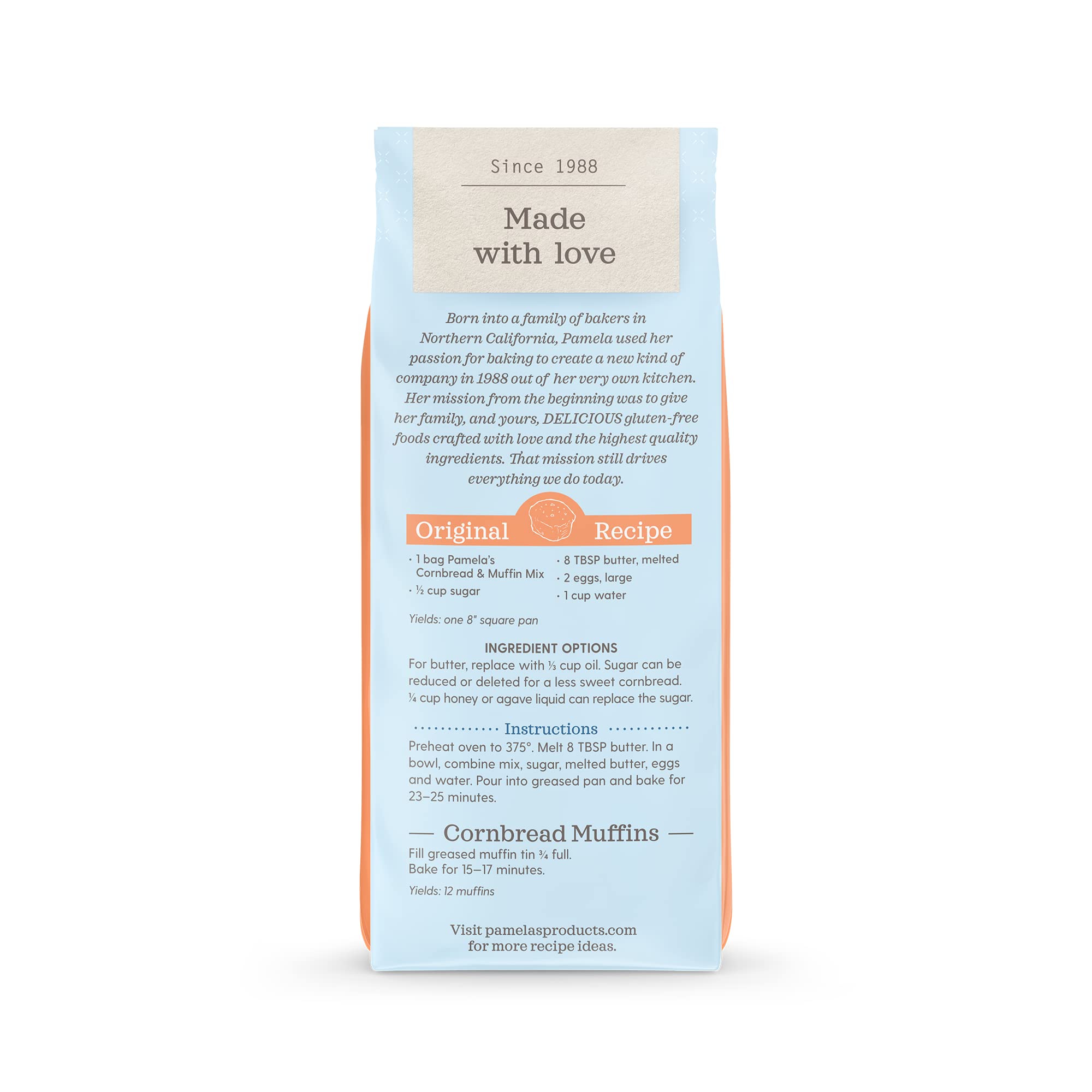 Organic Pamela's Gluten Free Cornbread & Muffin Mix - 12 Ounce Bag (Pack of 6) | Non-GMO, Vegan Friendly | Perfect for Breakfast, Snacks & Holiday Baking