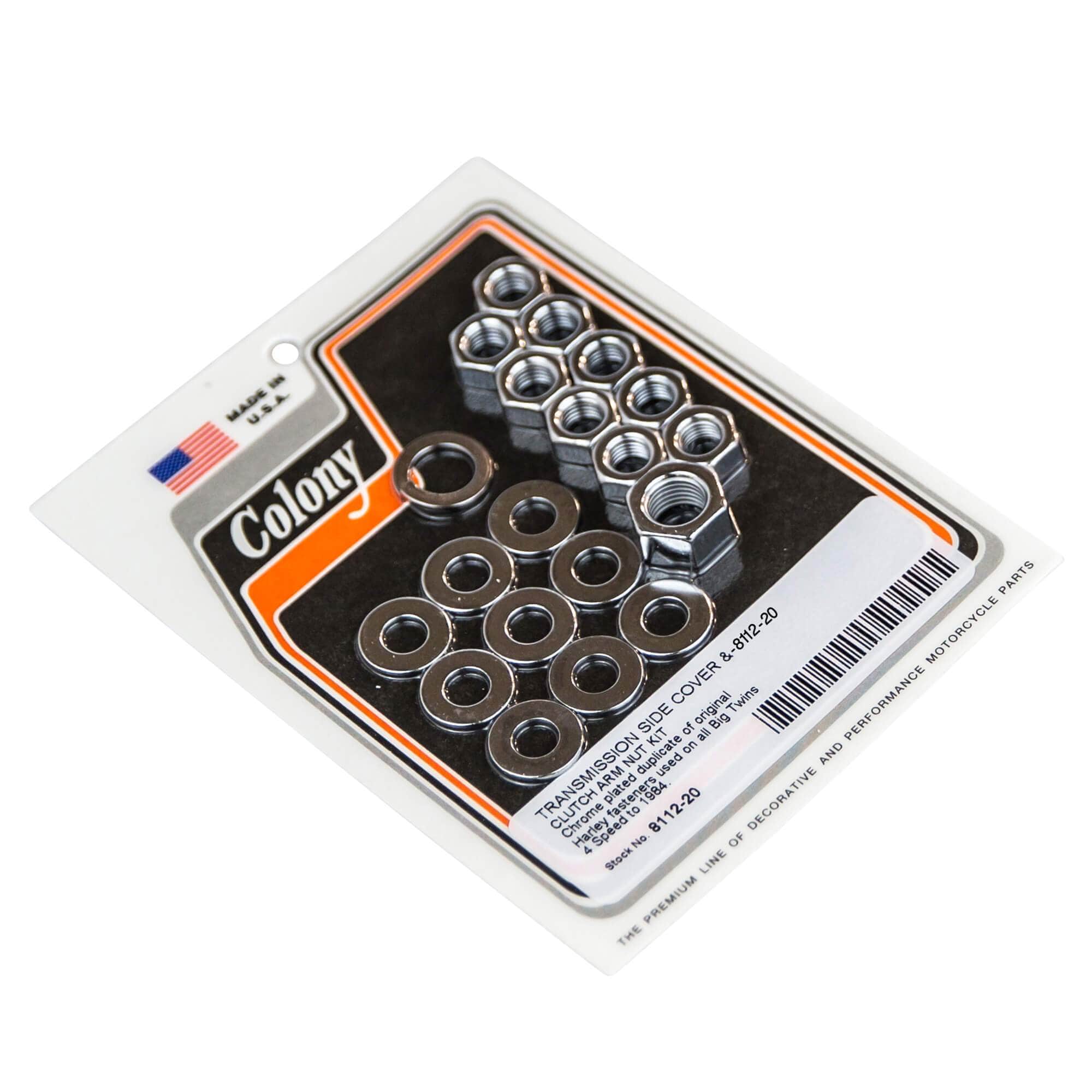 Harley Davidson Big Twin 4-Speed Transmission Side & Clutch Arm Nut Kit (8112-20) - Chrome Plated for 1984 & Older Models - Motorcycle Engine Repair & Maintenance Parts