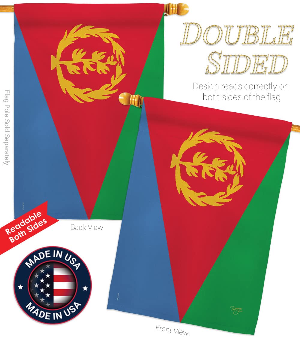 Eritrea National Flag Set 28x40in w/Pole for Home & Garden Decor