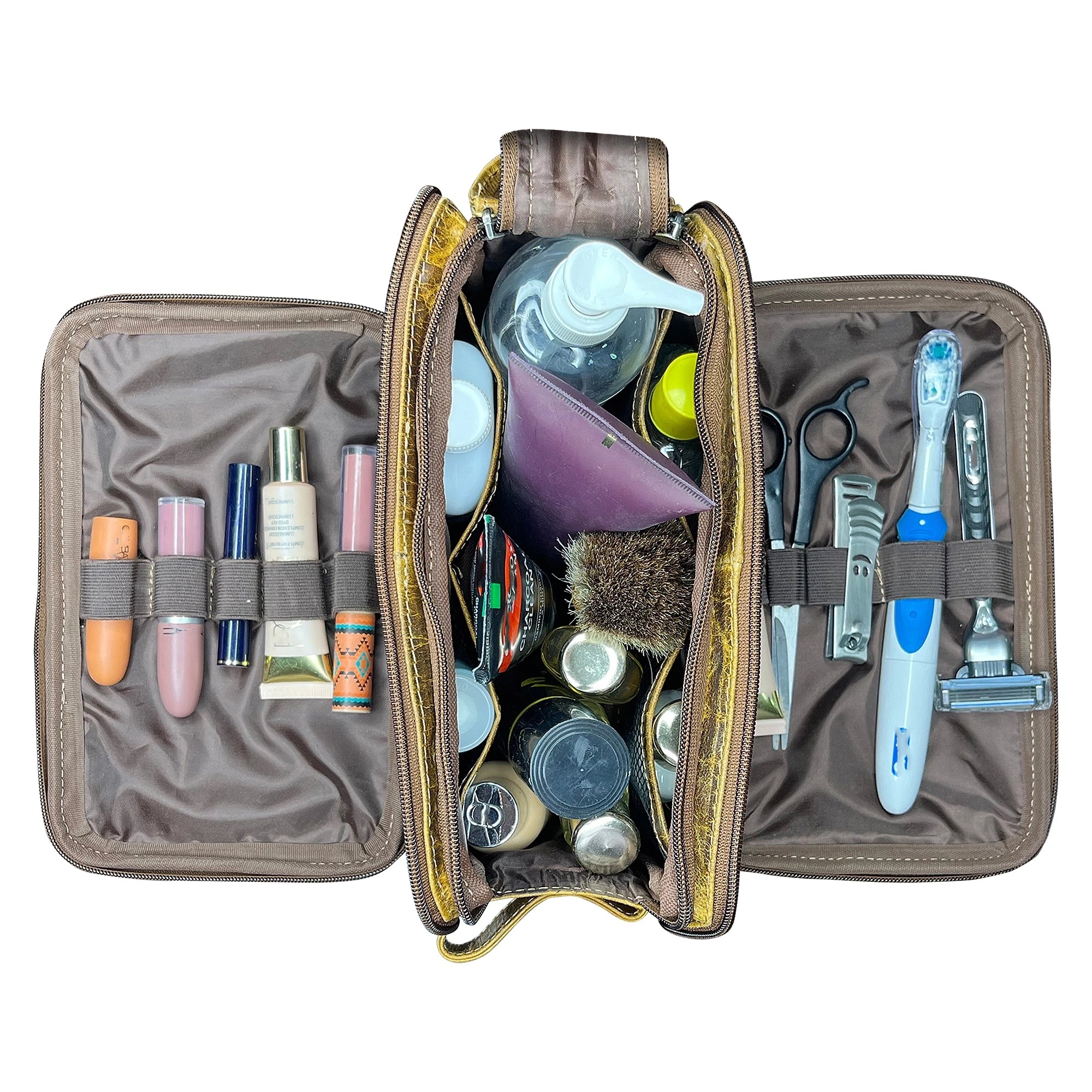 Premium Leather Toiletry Bag for Women & Men - Rustic Town Travel Cosmetic Organizer - Perfect for Vacation, Business Trips & Gym Essentials Storage