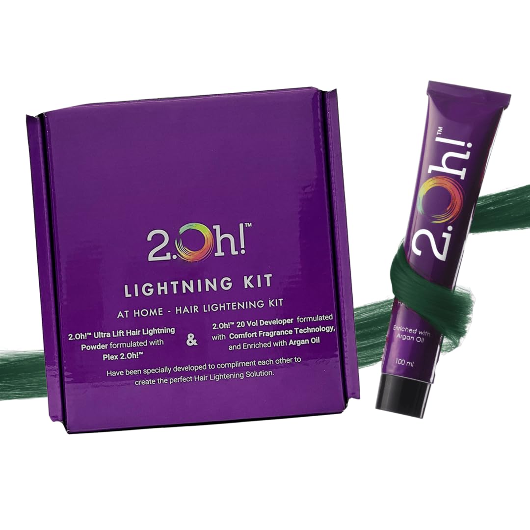 2.Oh! Italian Emerald Green Semi-Permanent Hair Dye Kit with Bleach - Vegan Hair Color with Plex & Argan Oil for Women & Men | DIY Lightening & Highlighting Kit for Bold Fashion Looks & Cosplay Styling