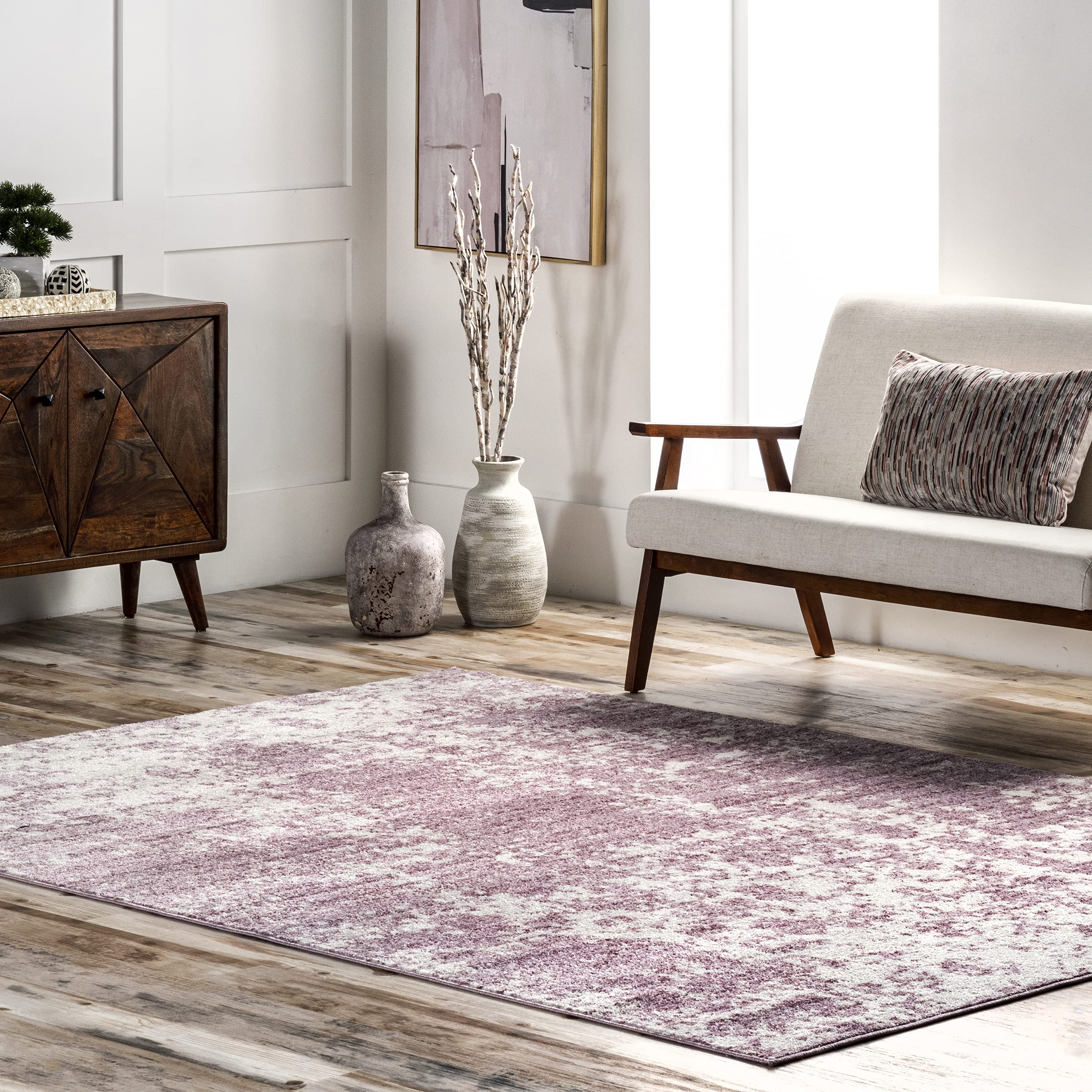 nuLOOM Deedra Modern Abstract Area Rug - 9x12 Contemporary Pink & Ivory Rug for Living Room, Bedroom, Dining Room | Soft & Durable Floor Covering for Home Decor, Office Spaces & High-Traffic Areas