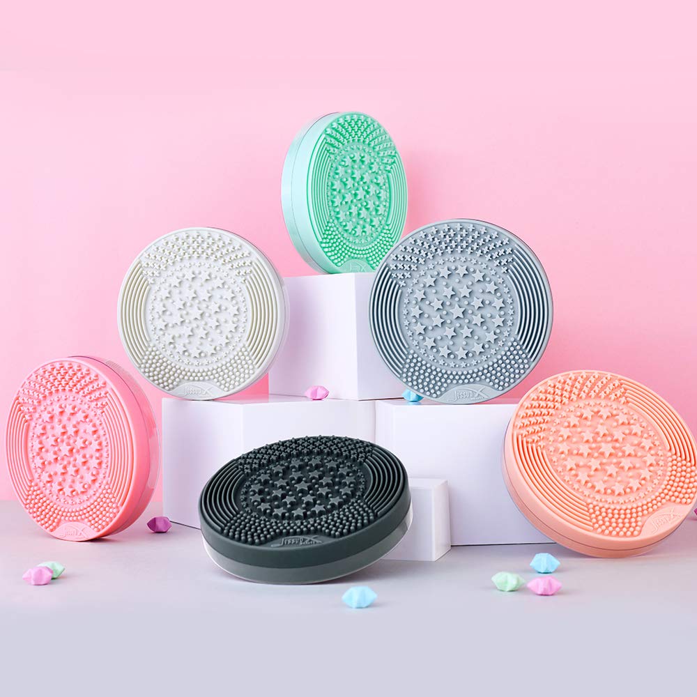Jessup 2-in-1 Silicone Makeup Brush Cleaning Mat with Color Removal Sponge | Yucca Green Makeup Brush Cleaner A007 | Perfect for Professional Makeup Artists & Home Beauty Routines