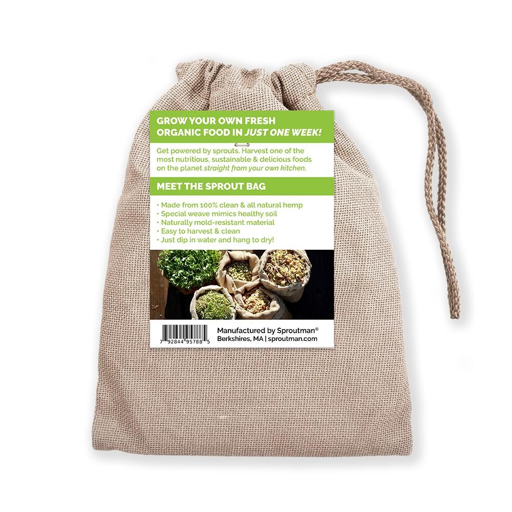 Sproutman® Organic Hemp Sprouting Bag - Reusable Seed Germination Kit for Microgreens, Wheatgrass & Salad Greens | Perfect for Home Gardening, Hydroponics & Healthy Eating