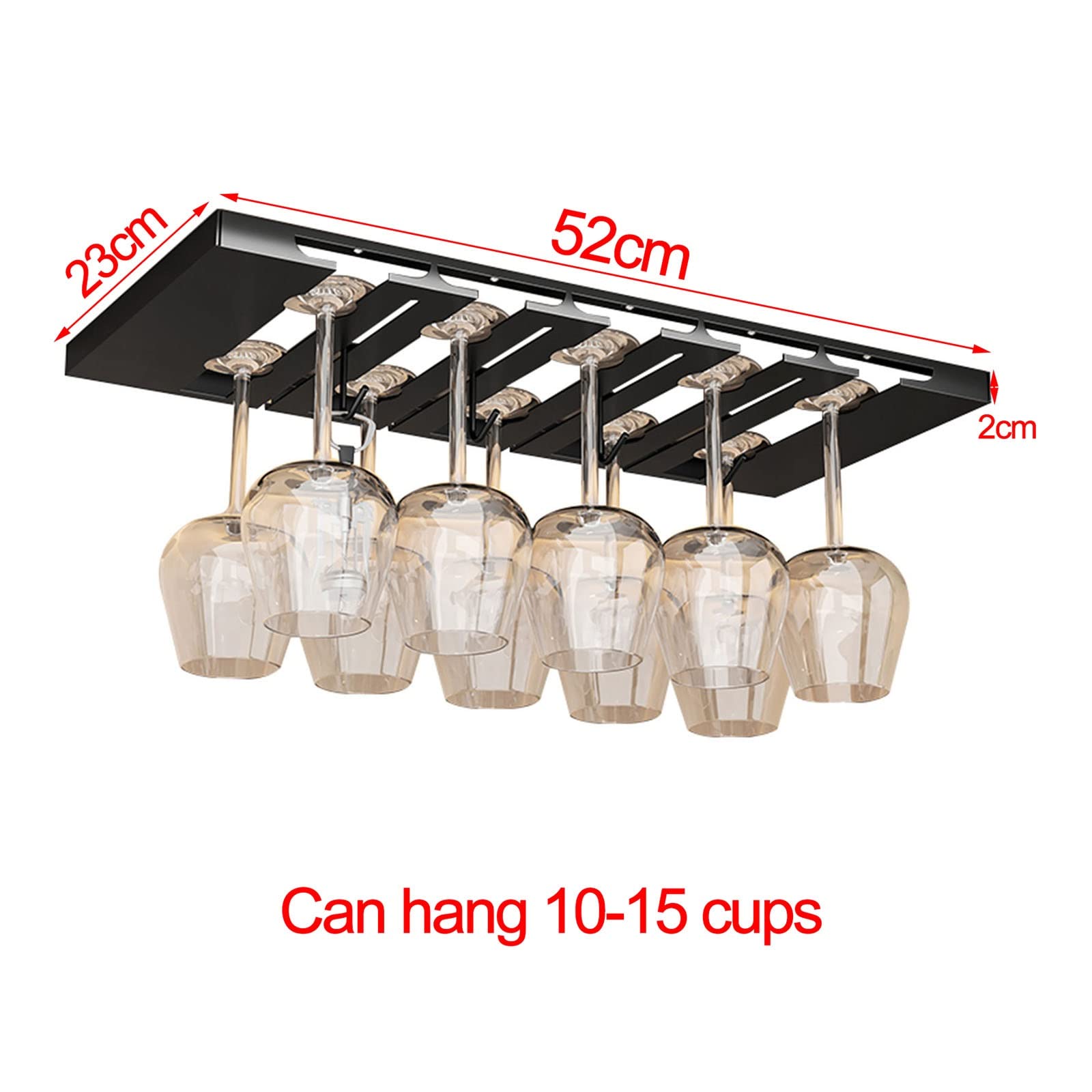 Stainless Steel Wine Glass Rack Holder - Under Cabinet Stemware Storage Organizer with Screws (2/3/4/5/6 Rows) - Space Saving Shelf for Wine Glasses, Cups & Stemware - Perfect for Kitchen, Bar, Restaurant & Home Display