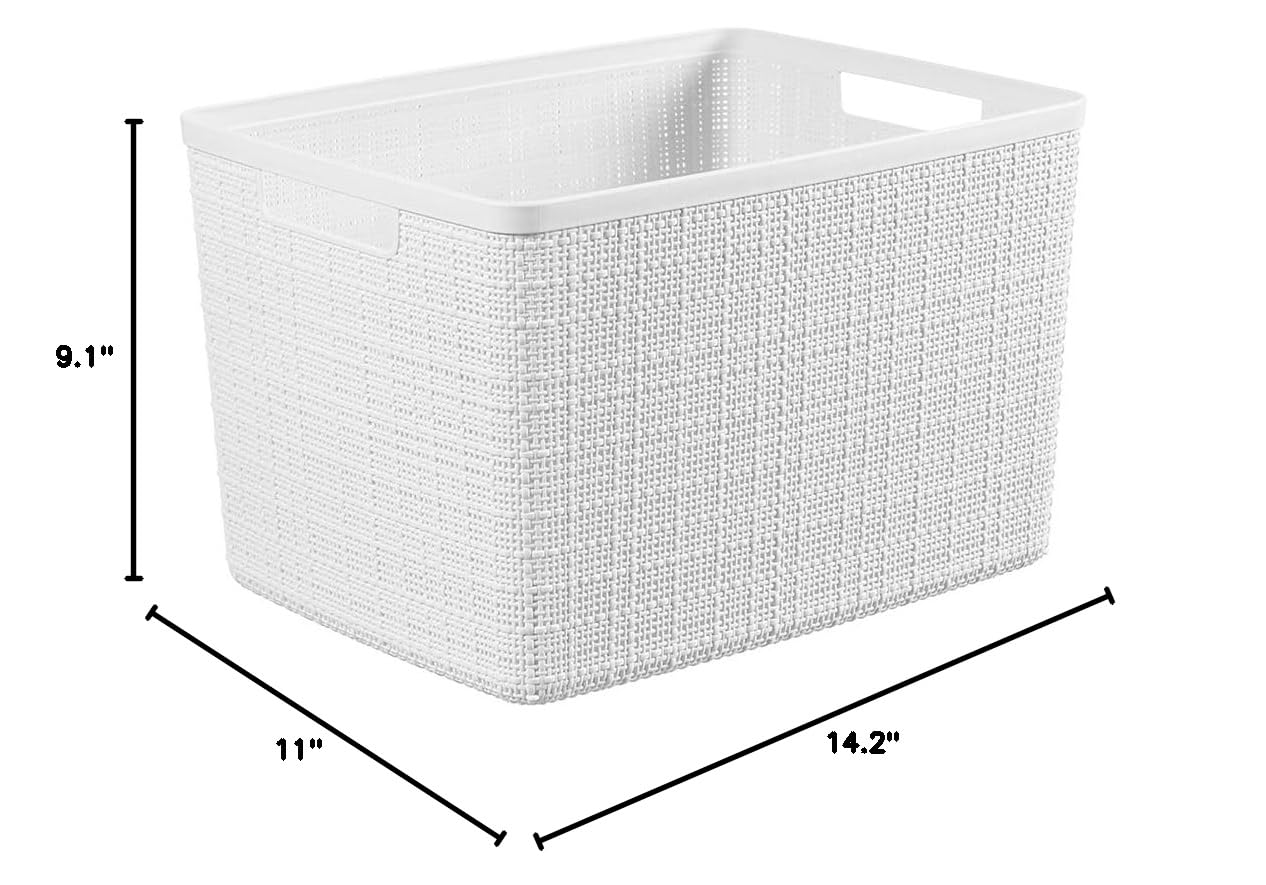Curver 12-Piece Decorative Plastic Storage Basket Set - Organize Home, Office & Bathroom | Space-Saving Storage Solution for Shelves, Closets & Laundry Rooms