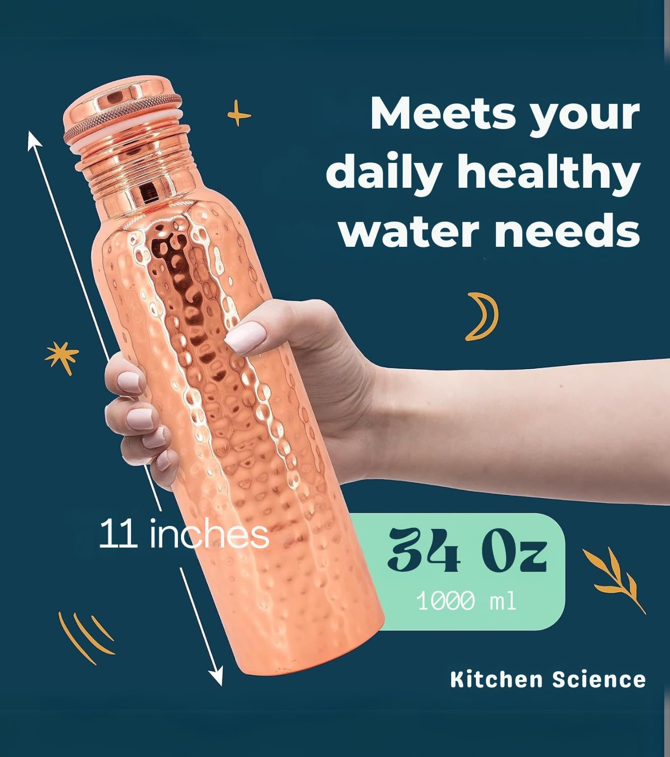 Premium 32oz/950ml Pure Copper Water Bottle with Canvas Carry Bag | 100% Lab-Tested Ayurvedic Copper Bottle for Healthy Drinking | Leak-Proof & Durable Design | Perfect for Yoga, Gym, Hiking & Daily Hydration