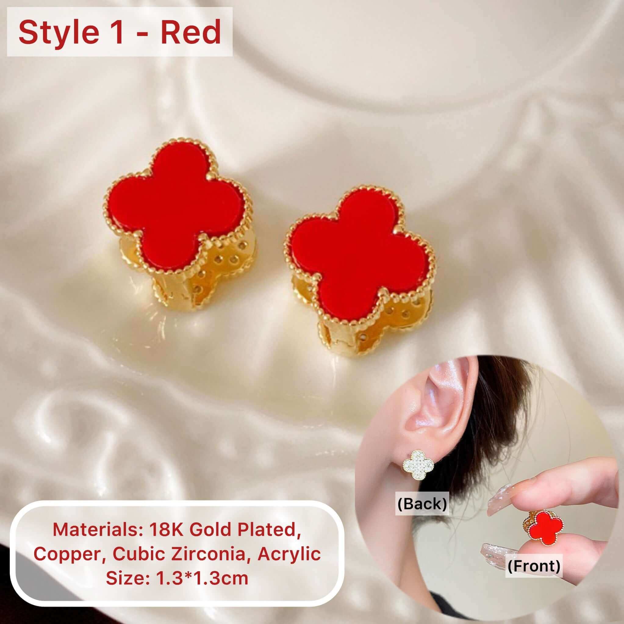 18K Gold Plated 4 Leaf Clover Earrings for Women - Lucky Charm Stud Earrings | Perfect Gift for Birthday, Anniversary & St. Patrick's Day | CE001