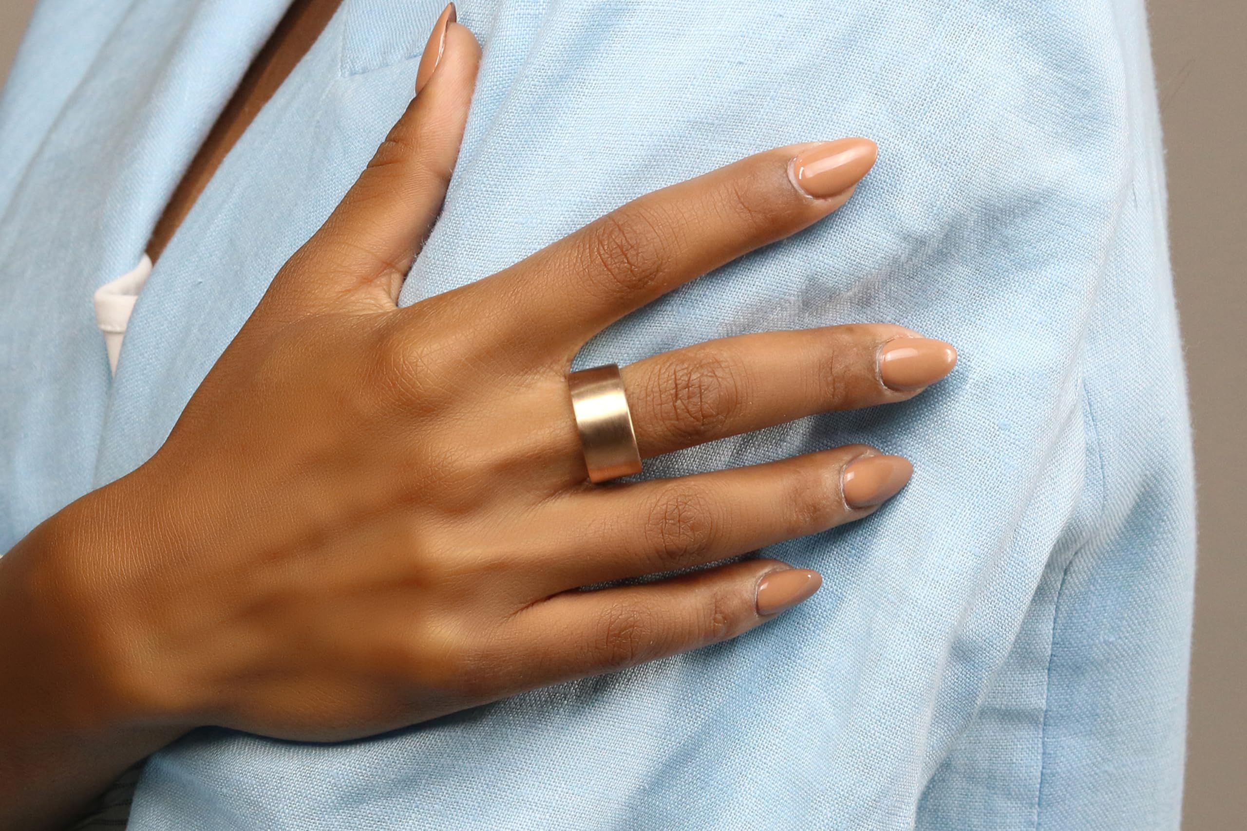 10mm Wide Brushed Gold Band Ring - Handcrafted Elegant Wedding & Engagement Ring - Promise & Friendship Rings - Perfect for Anniversaries, Proposals & Special Occasions