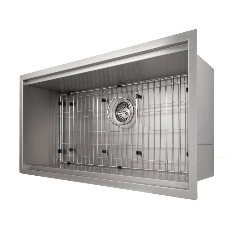 ZLINE Garmisch 33-Inch Undermount Single Bowl Stainless Steel Kitchen Sink - Scratch Resistant, Includes Bottom Grid & Accessories (SLS 33S) - Perfect for Modern Kitchens, Remodeling & Chef-Grade Food Prep