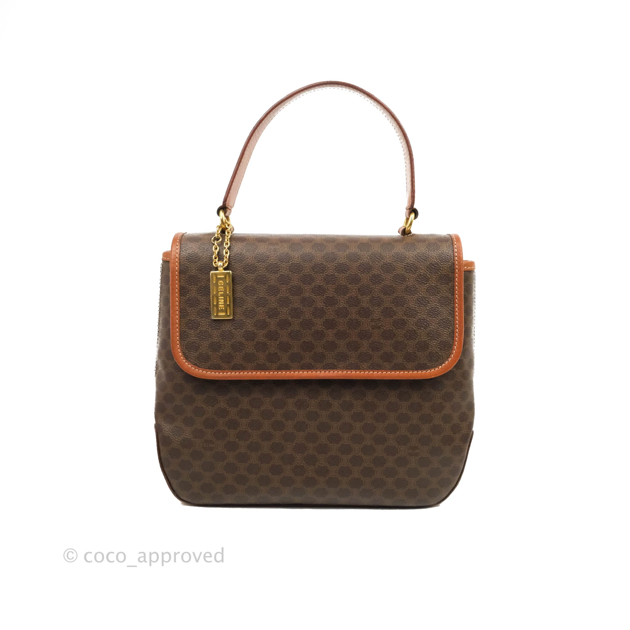 Vintage Celine Brown Canvas Top Handle Handbag for Women | Classic Designer Shoulder Bag | Perfect for Work, Travel & Everyday Use