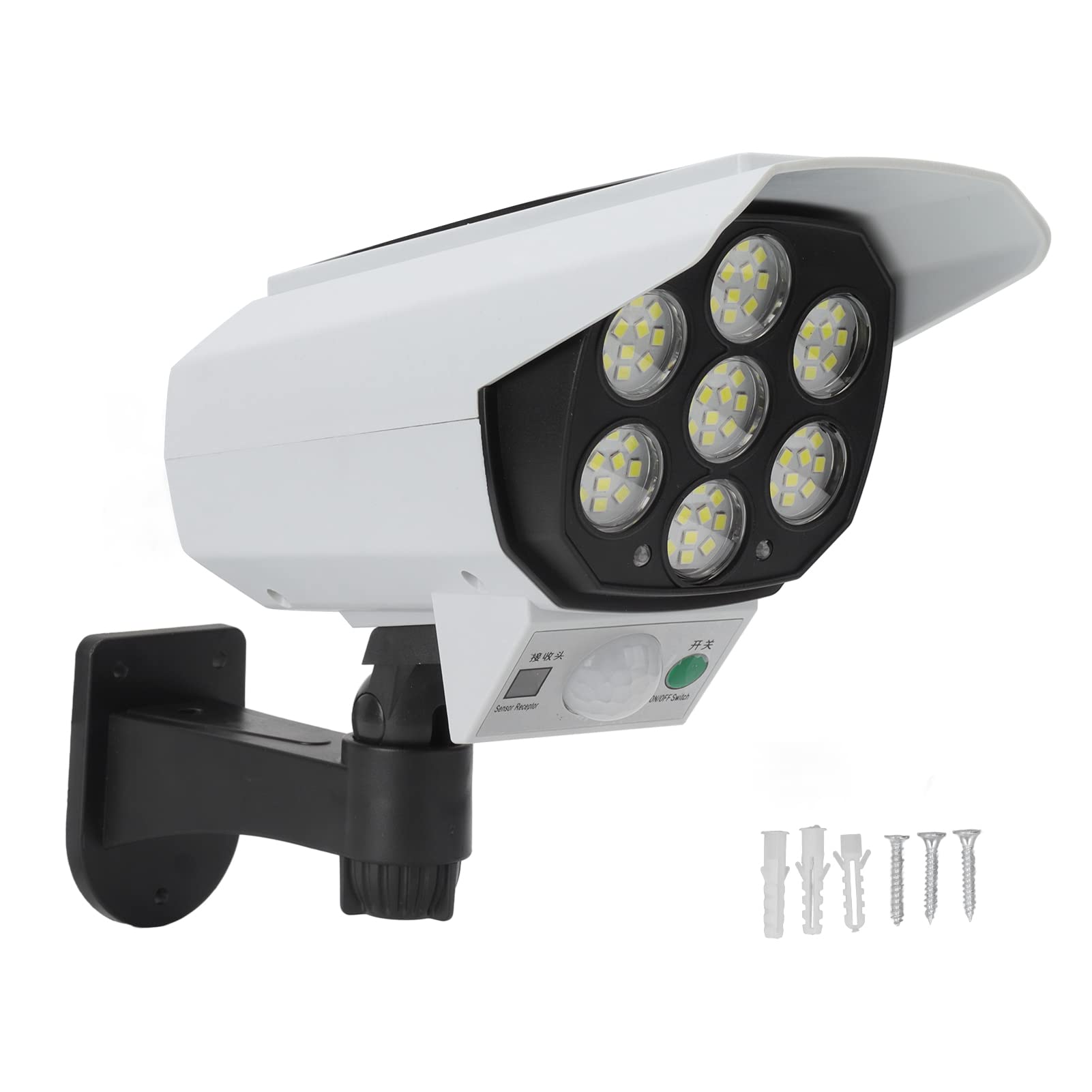 Fake Solar Security Camera Light - Dummy Surveillance Camera with LED Blinking Light - Solar Powered Outdoor Fake CCTV for Home & Business Security - Ideal for Deterring Burglars & Intruders