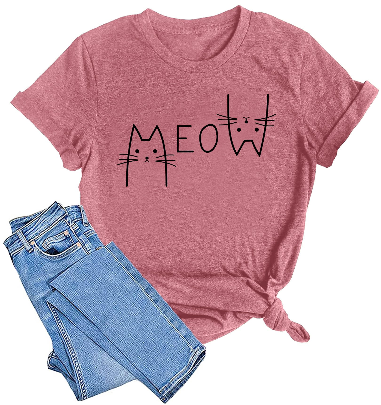 Funny Cat Mom T-Shirts for Women - Cute Cat Mama Graphic Tees - Perfect Pet Lover Gift Idea - Soft & Comfortable Cotton Shirts - Great for Casual Wear, Cat Cafes & Pajama Parties