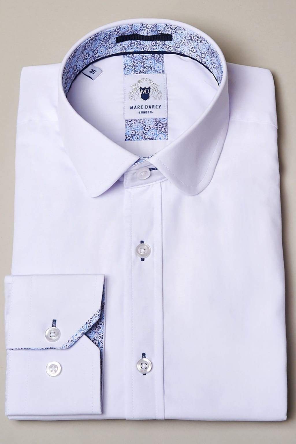 Marc Darcy Arthur Plain White Penny Collar Shirt for Men | Classic Casual Button Down Shirt | Perfect for Office, Date Night & Formal Events