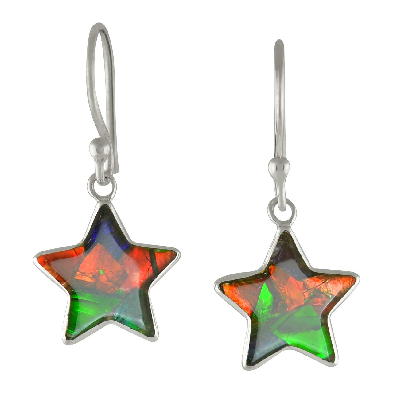 Starborn Ammolite Earrings for Women - Natural Gemstone Dangle Earrings - Elegant Jewelry Gift for Her - Perfect for Parties, Weddings & Special Occasions