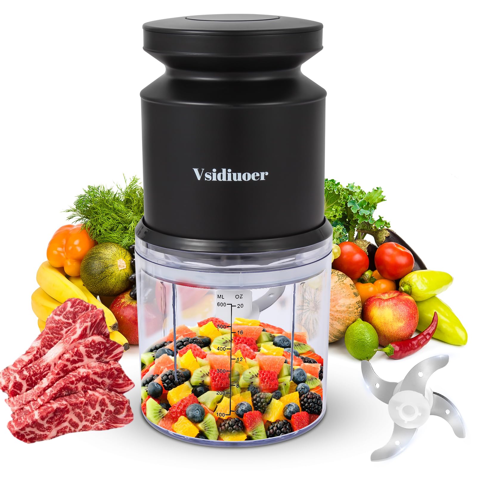 **2.5 Cup Mini Food Processor & 400W Meat Grinder - 4 Stainless Steel Blades Electric Food Chopper for Meat, Vegetables, Fruits, Nuts - Perfect for Meal Prep, Baby Food & Smoothies**