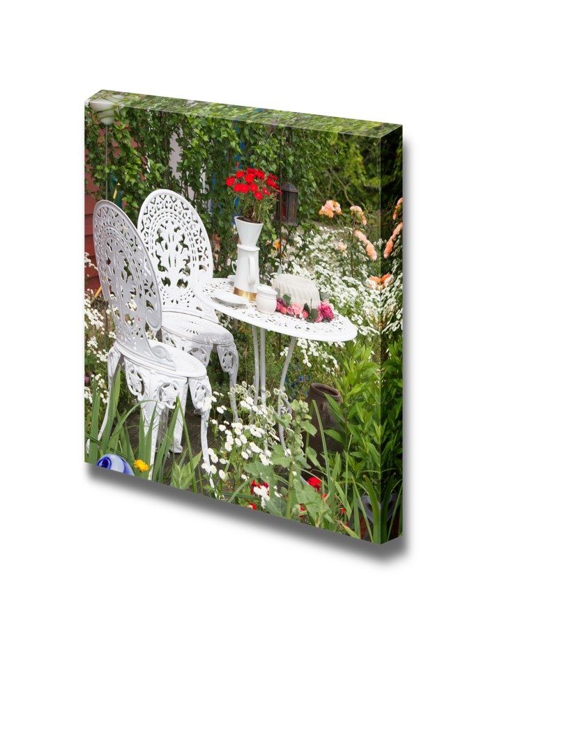 16x16 Inch Canvas Wall Art Print - Beautiful Garden Flowers Landscape Painting for Home & Office Decor - Perfect for Living Room, Bedroom, or Office Wall Decoration