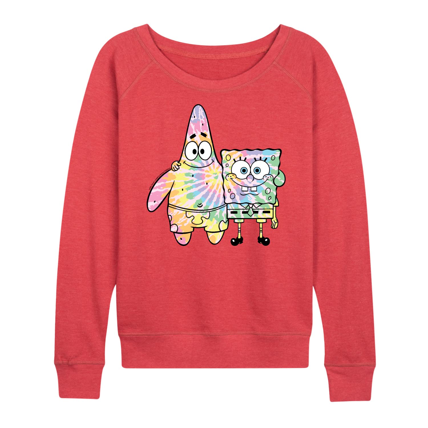 SpongeBob and Patrick Tie Dye Women's Lightweight French Terry Pullover Hoodie | Soft Casual Sweatshirt for Women | Perfect for Lounge Wear, Street Fashion & Cartoon Fans