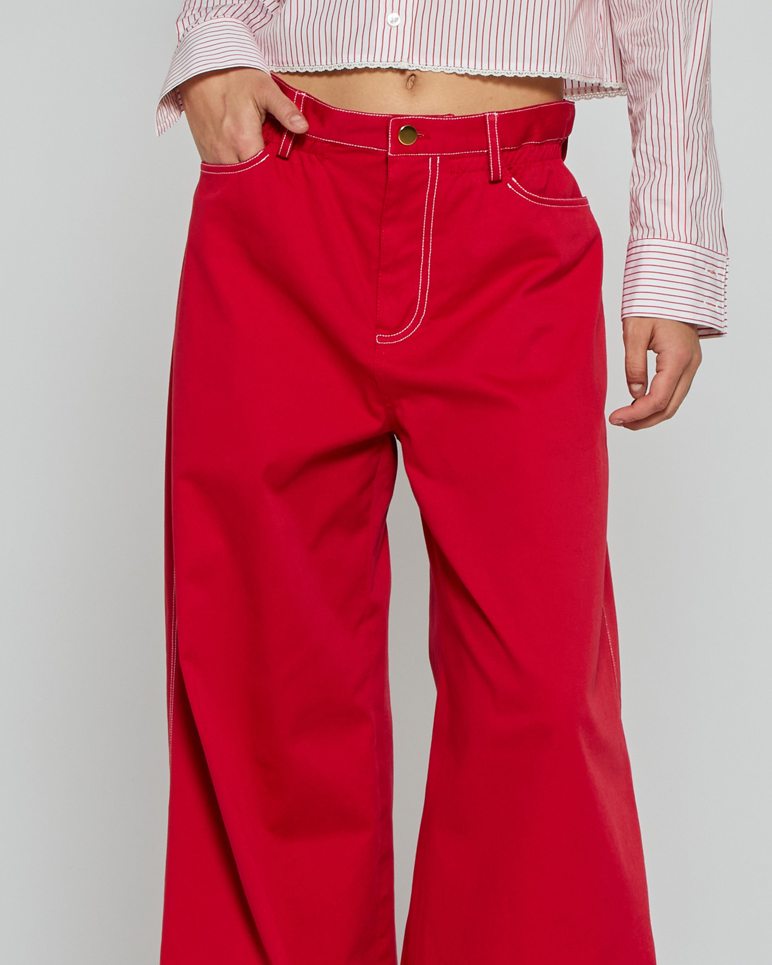 Stylish Red Paper Bag Jeans for Women - High Waisted Stretch Denim Pants - Perfect for Casual Outfits, Dates & Streetwear Fashion