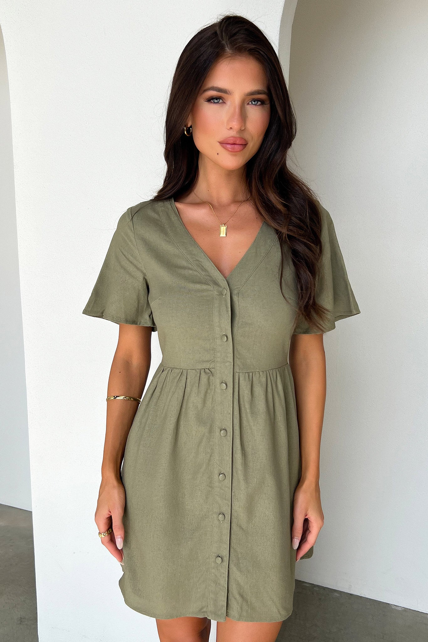 Breena Dress in Sage Green - Elegant Women's Midi Dress for Casual Wear, Date Nights & Special Occasions