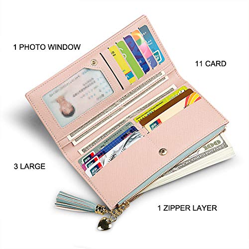 RFID Blocking Leather Wallet for Women - Slim Phone Clutch with Zipper Pocket & Credit Card Holder | Travel, Everyday Use & Gift for Ladies