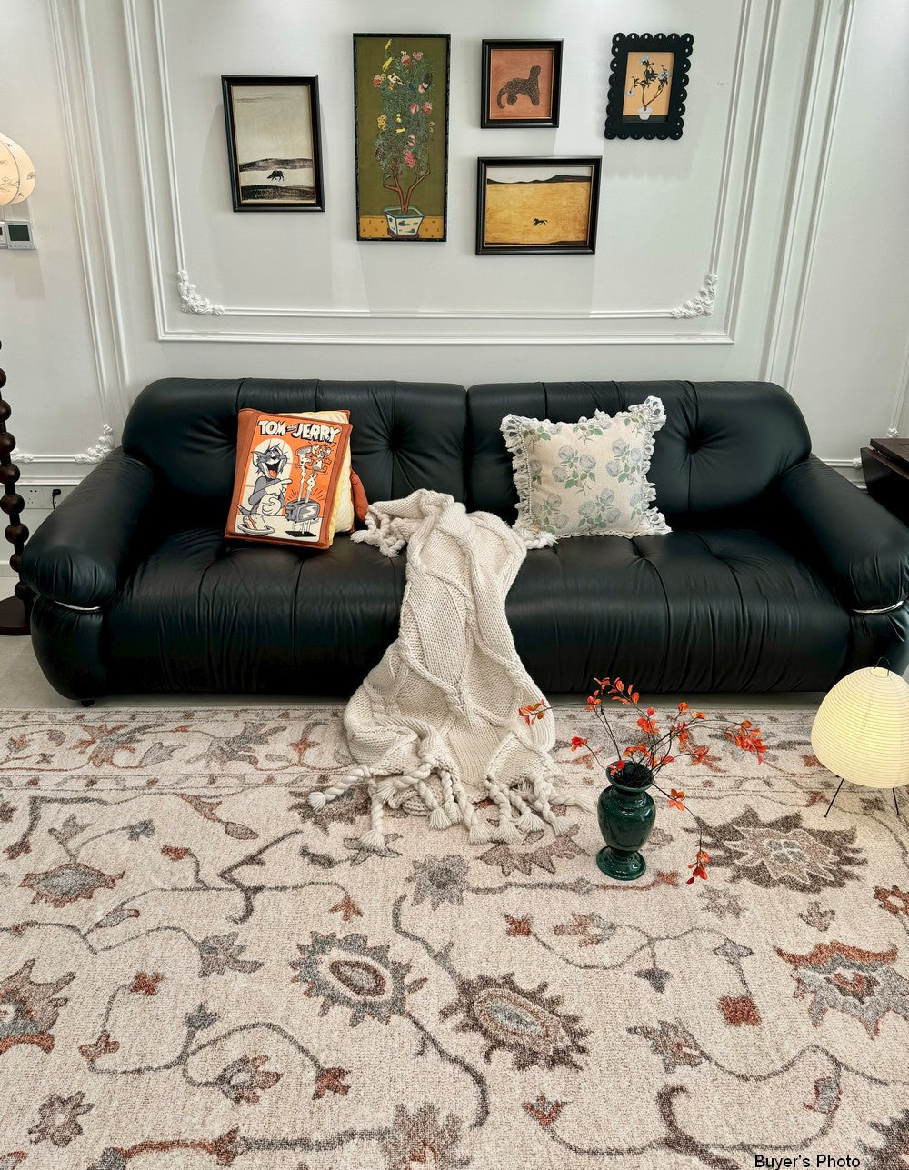 Floral Pattern Modern Area Rugs - Soft Non-Slip Farmhouse, Bedroom, Dining & Living Room Rug - Perfect for Home Decor, Boho Style & Cozy Interior Design