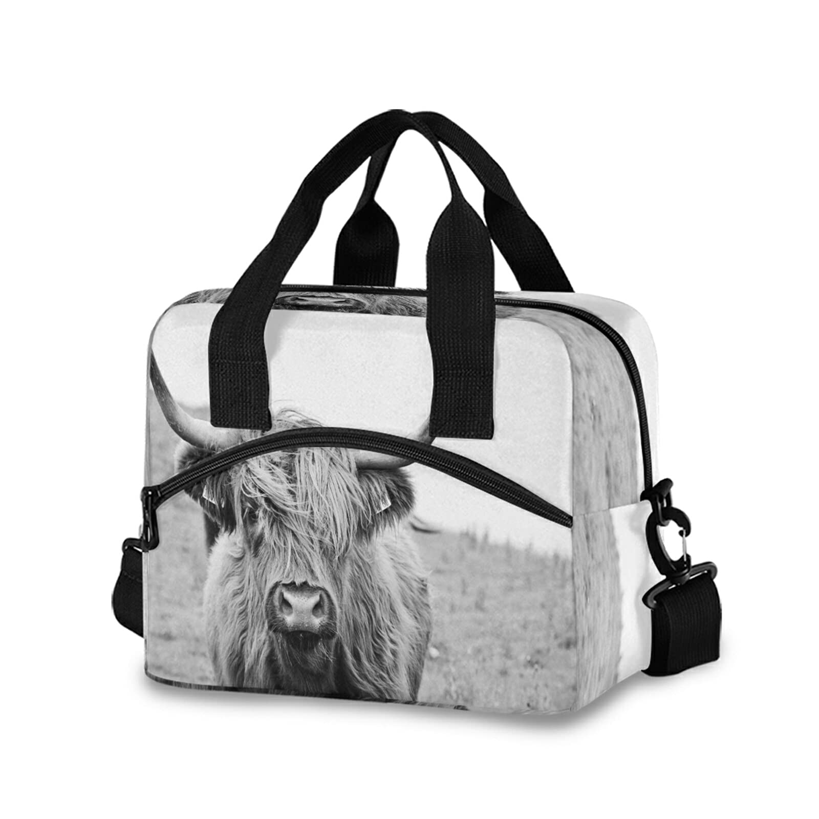 KEEPREAL Insulated Lunch Bag with Highland Cow Print - Reusable Cooler Tote with Shoulder Strap & Carry Handle for School, Work & Picnics | Eco-Friendly Thermal Lunch Box for Kids, Men & Women | Perfect for School Lunches, Office Meals & Outdoor Activities