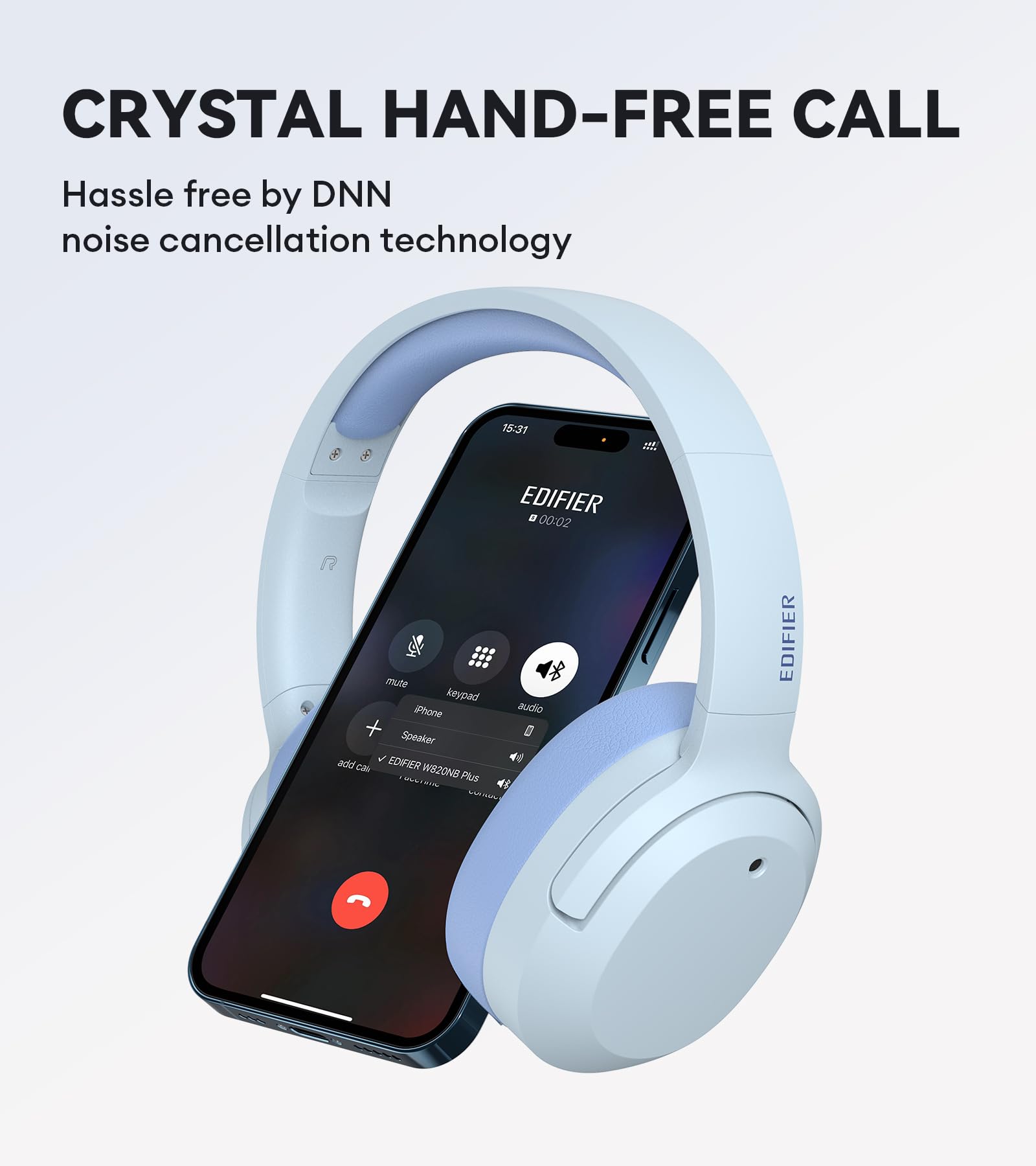 Edifier W820NB Plus Hybrid Active Noise Cancelling Headphones with LDAC Codec | Hi-Res Audio Wireless & Wired | Fast Charge & 49H Playtime | Over Ear Bluetooth 5.2 Headphones in Blue - Perfect for Travel, Work, and Gaming