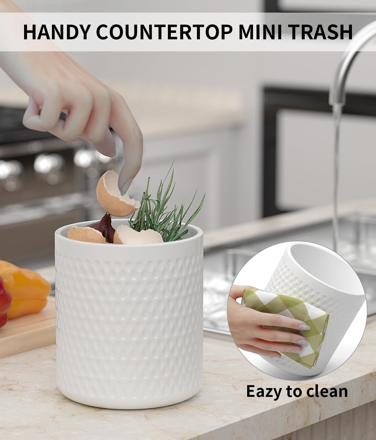 2-Pack Ceramic Kitchen Utensil Holder - Farmhouse Style Countertop Organizer for Spoons, Spatulas & Cooking Tools | Perfect for Kitchen Counter Storage & Farmhouse Decor
