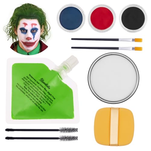 White Red Black Blue Face Paint&Black Brushes